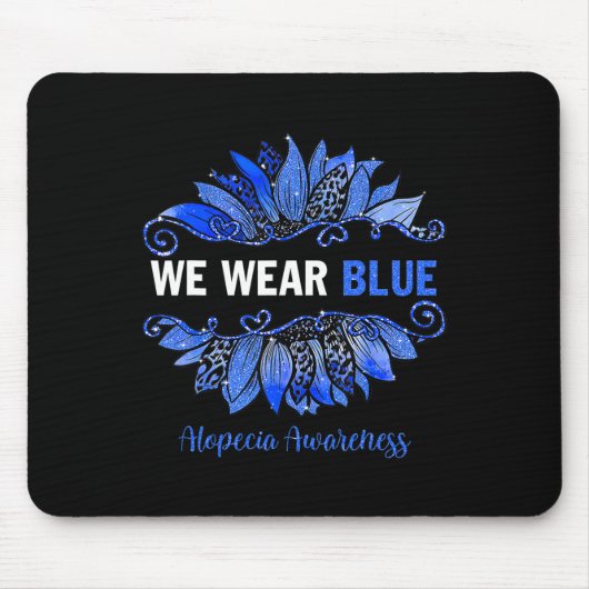 脱毛症認識度we衣服ブルーサンフラワー マウスパッド (正面)