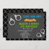 脱獄ルームの誕生日パーティー招待状 招待状 (正面/裏面)