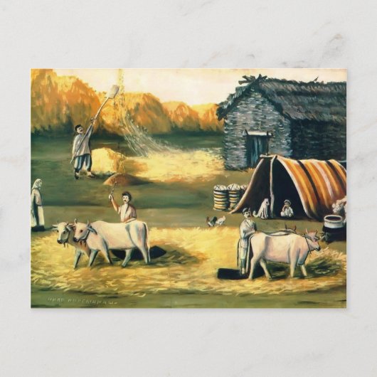 脱穀場。夕べ。by Niko Pirosmani ポストカード (正面)