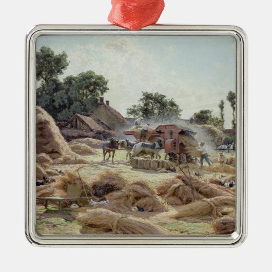 脱穀機1896年 メタルオーナメント (正面)