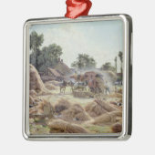 脱穀機1896年 メタルオーナメント (左)