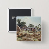 脱穀機1896年 缶バッジ (正面&裏面)