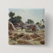 脱穀機1896年 缶バッジ (正面)