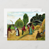 脱穀、バイ絵画ボリス・クストディエフ ポストカード (正面/裏面)