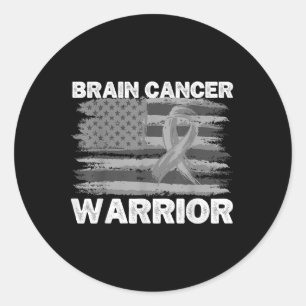 脳がん戦士パパメンズアメリカ国旗Brain Cancer ラウンドシール