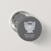 脳がん灰色認識度リボンカスタムボタン 缶バッジ (正面&裏面)