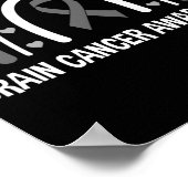 脳がん認識度レインボー脳腫瘍グレー ポスター (角)