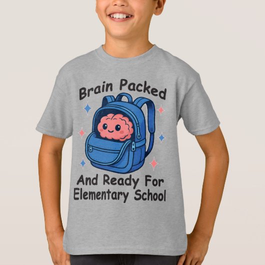 「脳が詰まった小学校準備完了」 Tシャツ (正面)