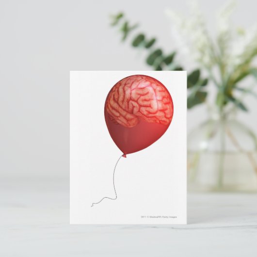 脳が重ね合わされたバルーンイラストレーション ポストカード (スタンド正面)