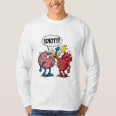 脳とハートTシャツの論争 – おもしろい感情的 Tシャツ (正面)