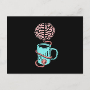 脳のためのコーヒー。コーヒおもしろいーイラストレーション ポストカード