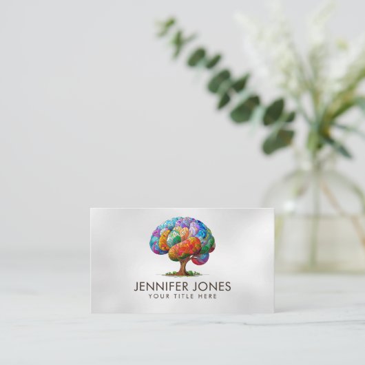 脳の木モザイクカラフル 名刺 (スタンド正面)