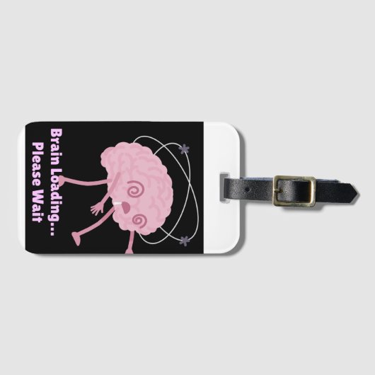 脳の読み込み中…お待ちください – おもしろい漫画ドードル ラゲッジタグ (正面横)