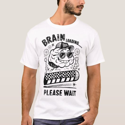 脳の読み込み中…お待ち下さい – おもしろいのモード Tシャツ (正面)