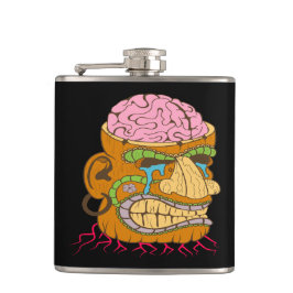 脳の露出ティキヘッド、黒おもしろい色 フラスク