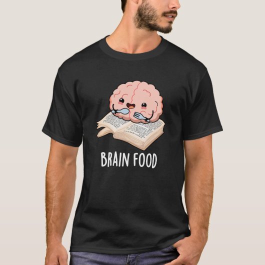 脳の食おもしろい品解剖学Pun Dark BG Tシャツ (正面)