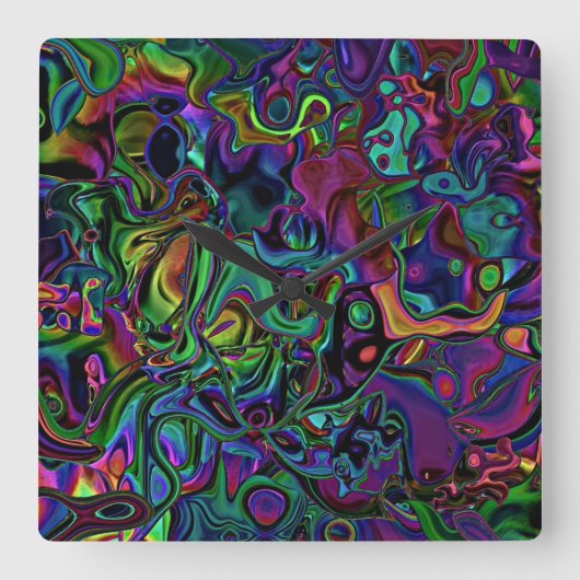 脳は大きな時計を溶かす スクエア壁時計 (正面)