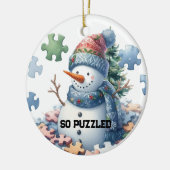 脳みそが凍った雪だるまのパズル セラミックオーナメント (左)
