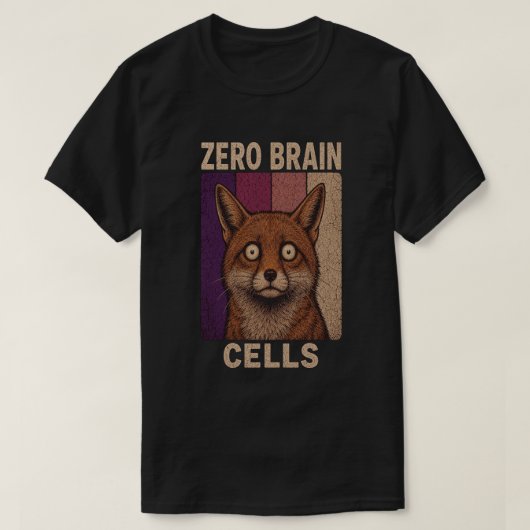 脳みそゼロキツネの面白いデザイン – かわいい動物のグッズ Tシャツ (デザイン正面)