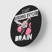 脳を使い始める |脳おもしろいデザイン ラウンド壁時計 (傾斜)