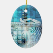 脳を持つ学データサイエンスマシン セラミックオーナメント (正面)