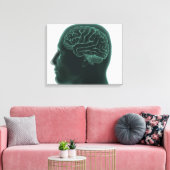 脳を示すプロファイルの人間の頭 キャンバスプリント (インサイチュ (リビング))