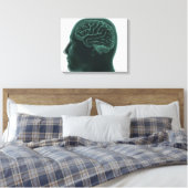 脳を示すプロファイルの人間の頭 キャンバスプリント (インサイチュ (寝室))