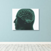 脳を示すプロファイルの人間の頭 キャンバスプリント (インサイチュ (ウッドフロア))