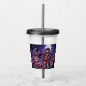 脳を配るハロウィーンゾンビのトリックまたは治療 アクリルタンブラー (正面)