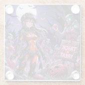 脳を配るハロウィーンゾンビのトリックまたは治療 ガラスコースター (裏面)