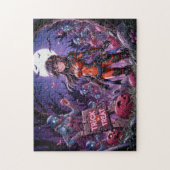 脳を配るハロウィーンゾンビのトリックまたは治療 ジグソーパズル (縦)