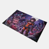 脳を配るハロウィーンゾンビのトリックまたは治療 ドアマット (アングル)