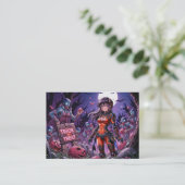 脳を配るハロウィーンゾンビのトリックまたは治療 名刺 (スタンド正面)