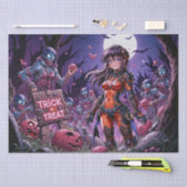 脳を配るハロウィーンゾンビのトリックまたは治療 薄葉紙 (クラフト)