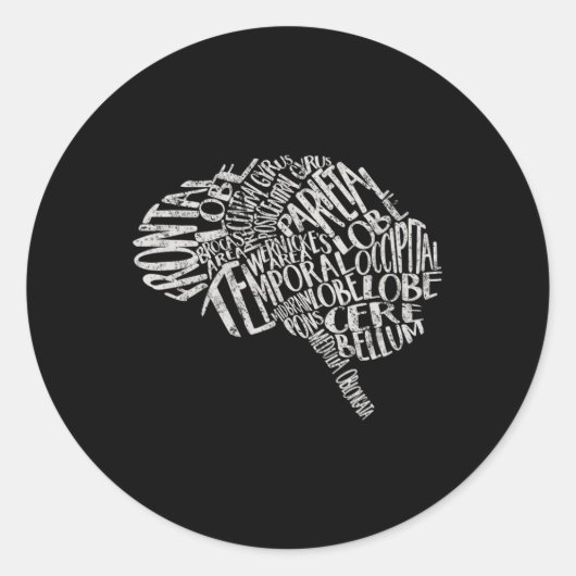 脳タイポグラフィRn神経科学ナース神経学者 ラウンドシール (正面)