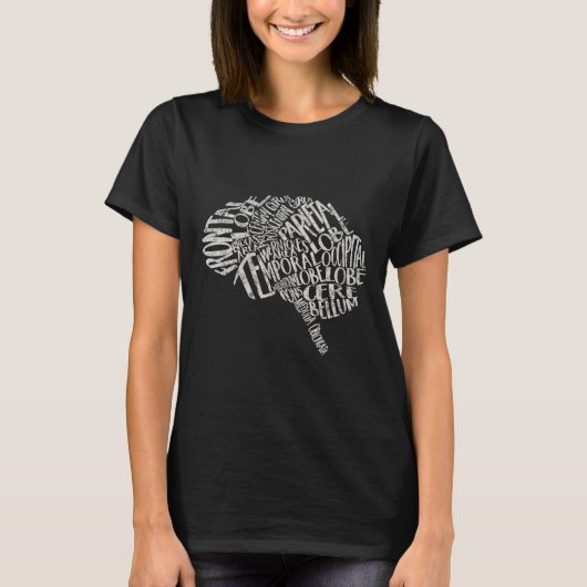 脳タイポグラフィRn神経科学ナース神経学者 Tシャツ (正面)