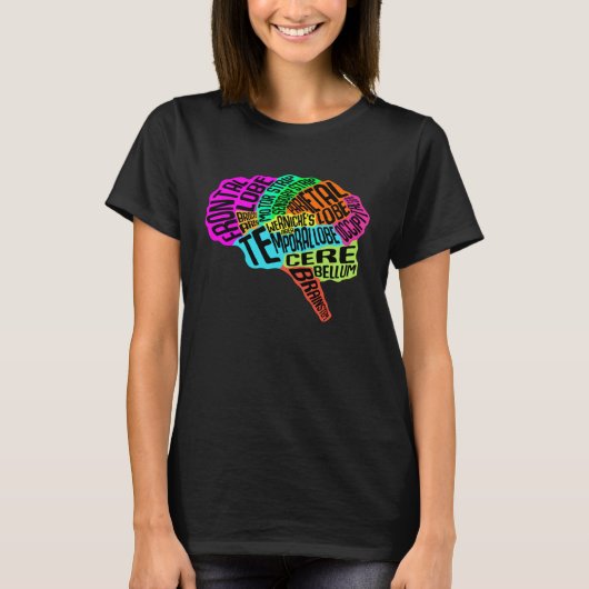 脳タイポグラフィRN神経科学ICUナースニューロロ Tシャツ (正面)