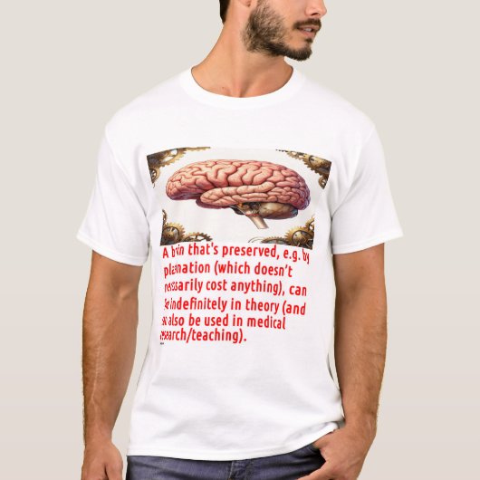 脳保存メッセージ (歯車でデザイン) Tシャツ (正面)