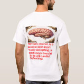 脳保存メッセージ (歯車でデザイン) Tシャツ (裏面)
