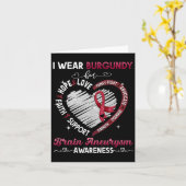 脳動脈瘤の意識向上のためのバーガンディを身に着けるギフト カード (黄色い花)