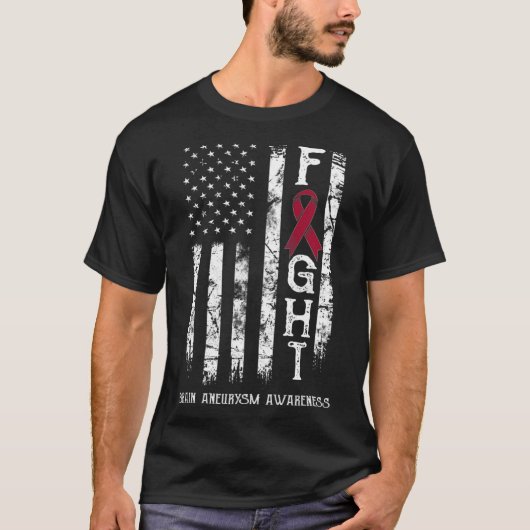 脳動脈瘤戦士アメリカ国旗 Tシャツ (正面)