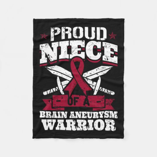 脳動脈瘤戦士認識度リボンの姪 フリースブランケット (正面)
