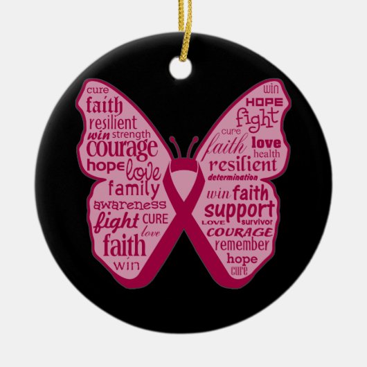 脳動脈瘤認識度バタフライリボン セラミックオーナメント (正面)