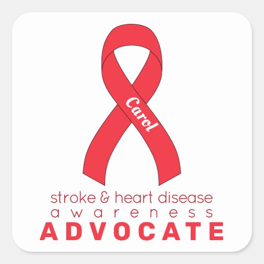 脳卒中とハート病提唱ホワイト スクエアシール (正面)
