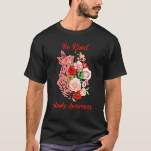 脳卒中認識度かわいい脳半球バタフライF Tシャツ