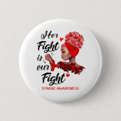脳卒中認識度彼女の戦いは私たちの戦い 缶バッジ (正面)