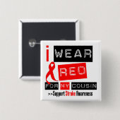 脳卒中認識度I衣服赤いリボンのいとこ 缶バッジ (正面&裏面)