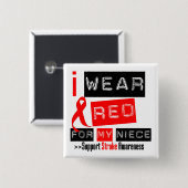 脳卒中認識度I衣服赤リボンfor My Niece 缶バッジ (正面&裏面)