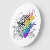 脳向離れき右脳クリエイティブアートワーク ラージ壁時計 (傾斜)