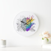 脳向離れき右脳クリエイティブアートワーク ラージ壁時計 (ホーム)